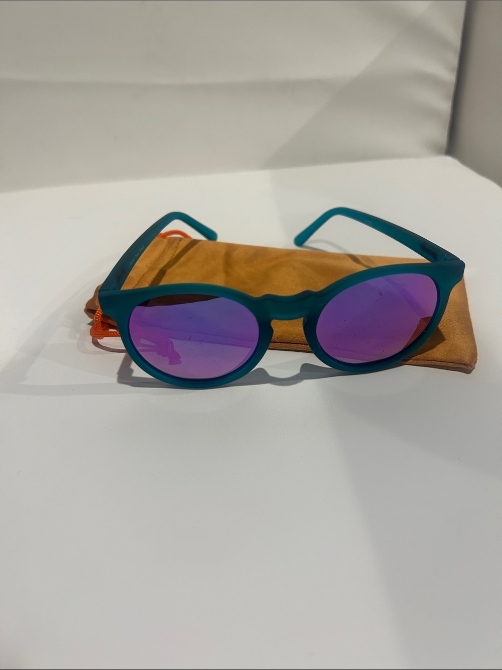 Teal Frame Sunglasses with Purple Mirrored Lenses - Women’s Fashion Shades